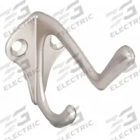 APPROVED VENDOR Coat Hook: Screw, 35 lb Wt Capacity, 2 Points per Hook, Silver, Zinc (MPN 1XNE8). Key specifications — Color: Silver; Finish: Satin Nickel; Material: Zinc; Product Type: Coat Hook.