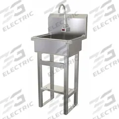 SANI-LAV Hands-Free Sink: 43 1/2 in Overall Ht, 17 in Bowl Lg, 7 in Bowl Dp, 0.5 gpm Flow Rate (MPN 725B.5). Key specifications — Includes Side Splash: Side Splash Not Included; Power Source: Battery Powered; Brand: SANI-LAV.