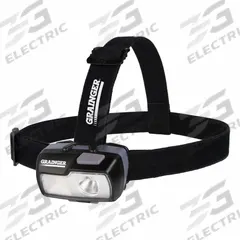 GRAINGER Headlamp: 470 lm Max. Brightness, 37 hr Max Run Time, 130 m Max Beam, 4 Light Outputs (MPN 797NT5). Key specifications — Brand: GRAINGER; Battery: Requires 2 AA.