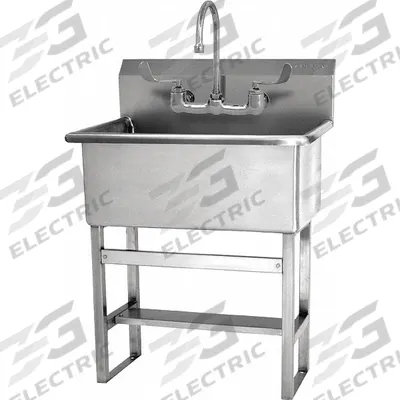 SANI-LAV Scrub Sink: 45 1/2 in Overall Ht, 22 in Bowl Lg, 10 1/2 in Bowl Dp, 2 gpm Flow Rate - One-Station Freestanding Hand Sinks with Faucets