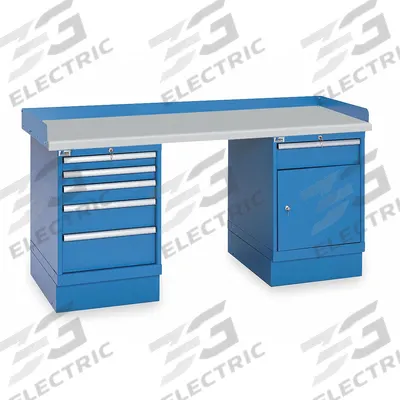 LISTA Workbench: Fixed Ht, Laminate, 72 in x 30 in, 1,000 lb Overall Load Capacity - Dual Pedestal Workbenches