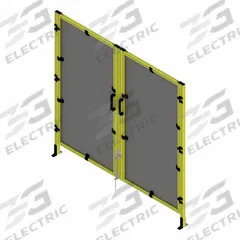 T-Slot Framing System Door: Add-On, Yellow, Double Swing, 72 in H x 75 in W x 5 1/2 in D, Mesh (MPN 48316). Key specifications — Finish: PVC-Coated; Brand: FAZTEK; Panel Color: Black; Panel Type: Mesh; Color: Yellow; Material: Wire; Mesh Shape: Square; Assembly: Assembled.