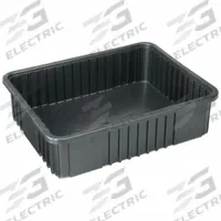 QUANTUM STORAGE SYSTEMS Divider Box: 1.02 cu ft, 22 1/2 in x 17 1/2 in x 6 in, Lid Not Included (MPN DG93060CO). Key specifications — Includes Dividers: Dividers Not Included; Includes Lid: Lid Not Included; Material: Plastic; Color: Black; Brand: QUANTUM STORAGE SYSTEMS.