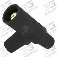 Tapping Tee: Female-Male-Female, Black, 600V AC, 400 A, Series 16 (MPN 16A22-UE). Key specifications — Brand: LEVITON; Gender Configuration: Female-Male-Female.