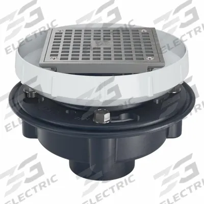 ZURN Floor Drain: 8 1/4 in Overall Dia, 6 in Grate Size, 3 in Nominal Pipe Size - Height Adjustable Floor Drains