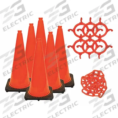MR. CHAIN Traffic Cone: MUTCD/NCHRP-350, 28 in Cone Ht, Orange, Non-Reflective, PVC - Traffic Cone Kits