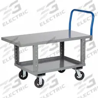 LITTLE GIANT Platform Truck: 2,000 lb, 60 in L x 30 in W x 26 in H Deck, Solid, 12 ga Deck, Rubber (MPN RNL2-3060-6MR-AH). Key specifications — Side Panel Type: No Side Panels; Brand: LITTLE GIANT; Color: Gray; Caster/Wheel Configuration: (2) Rigid.