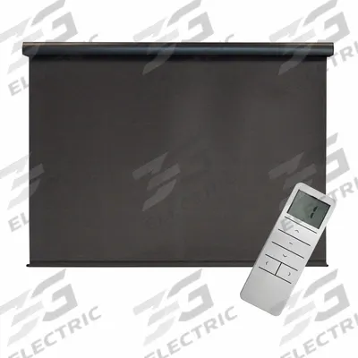 KEYSTONE FABRICS Sun Shade: Dark Brown, 8 ft Valence Wd, Motor with Remote Control - Regal Series