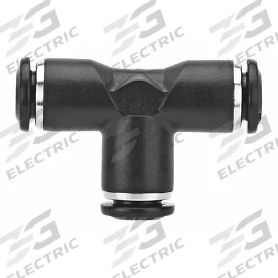 AIGNEP USA Push-Fit Tee Fitting: 10 mm OD x 10 mm OD x 1/2 in Pipe Size, Nylon - Nylon & Nickel-Plated Brass Tube Fittings