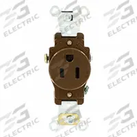 LEVITON Plugs and Receptacles: Single, 5-15, Brown, 125V AC, 15 A, 2 Pole / 3 Wire (MPN 5251)