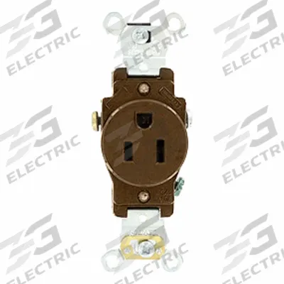 LEVITON Plugs and Receptacles: Single, 5-15, Brown, 125V AC, 15 A, 2 Pole / 3 Wire (MPN 5251) - General Purpose Receptacles