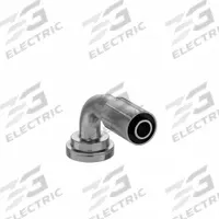 PARKER Hydraulic Crimp Fitting: Steel x Steel, 90° Elbow, -12 For Hose Dash Size, Male x Genderless (MPN 16N43-16-12). Key specifications — Fitting Gender: Male x Genderless; Fitting Connection Type: Flange x Crimp; Thread Size: 0.511"-27; For Hose Dash Size: -12; Brand: PARKER.