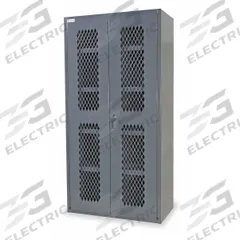 DURHAM MFG Storage Cabinet: 36 in x 18 in x 72 in, 4 Adj Shelves, Swing Handle & Keyed, Frame, Gray (MPN EMDC-361872-95). Key specifications — Brand: DURHAM MFG; Body Panel Type: Ventilated; Base Type: Frame; Cabinet Color: Gray; Frame Assembled: Assembled.