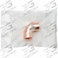 STREAMLINE Sweat Fitting Elbow: 3/4 in CTS x 3/4 in CTS, Cup x Cup, No Center Stop, Wrot Copper (MPN W 01634CB)