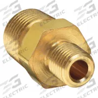 PARKER Metal Pipe Straight: Hex Nipple, Brass, 1/2 in x 3/8 in, 3,900 psi, 1 45/64 in Lg (MPN 8-6 MHN-B). Key specifications — Maximum Operating Pressure: 3,900 psi.
