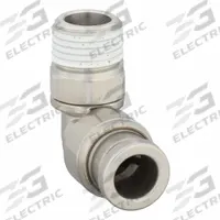SMC Push-Fit Elbow Fitting: 6 mm OD x 1/8 in OD Size, Push-to-Connect x BSPT, Stainless Steel (MPN KQG2L06-01S). Key specifications — Brand: SMC; Thread Size A: 1/8".