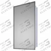 KETCHAM Medicine Cabinet: Rectangular, Glass, 26 in Overall Ht, 16 in Overall Wd, Stainless Steel (MPN 675). Key specifications