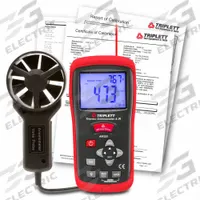TRIPLETT Anemometer: 1 fpm Air Velocity Resolution, Rotating Vane, Air Flow/Air Velocity/Temp, NIST (MPN AM320-NIST). Key specifications — Vane Material: Plastic; Calibration Certificate Type: NIST; Data Logging: No; Manufacturer Part Number: AM320-NIST; Brand: TRIPLETT; Temperature Accuracy: +/ 6.0°; Digital Display Screen Type: LCD; Display Type: Digital.