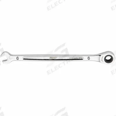 MILWAUKEE Combination Wrench: Steel, Chrome, 6 mm Head Size, 5 in Overall Lg - Metric 12-Point Ratcheting Combination Wrenches
