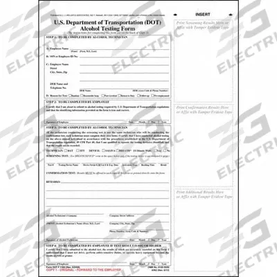 JJ KELLER Alcohol Testing Form: Carbonless, Alcohol Testing Form, 3-Ply - All-Type Vehicle Inspection Forms