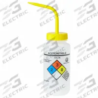 APPROVED VENDOR Wash Bottle: 500 mL, Acetonitrile, Yellow, Wide, Vented Spout Spout, Colorless (MPN UN370060). Key specifications — Closure Color: Yellow; Vented/Nonvented: Vented; Body Color: Colorless; Brand: APPROVED VENDOR; Imprinting Group: Specific Chemicals.