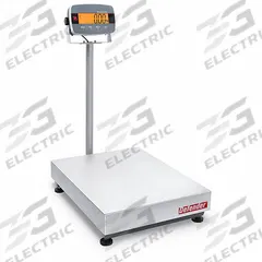 OHAUS Industrial Bench Scale: 19 3/4 in x 30 7/8 in, Not IP Rated, Column-Mounted, Stainless Steel (MPN D33P300B1X2). Key specifications — Connection Ports: USB; Readability: 0.1 lb/50 g; Brand: OHAUS; Weighing Surface Material: Stainless Steel.