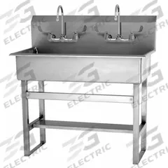 SANI-LAV Wash Station: 45 in Overall Ht, 37 in Bowl Lg, 8 in Bowl Dp, 2 gpm Flow Rate, 16 ga (MPN 54FFL). Key specifications — Includes Side Splash: Side Splash Not Included; Brand: SANI-LAV.