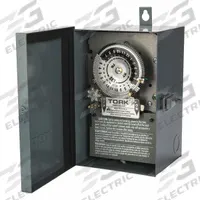 TORK Electromechanical Timer: 24 hr, 208-277V AC, 3PST, Mechanical (MPN 7302). Key specifications — Body Material: Metal; Indoor/Outdoor Usage: Outdoor; Mounting Style: Surface; Brand: TORK.