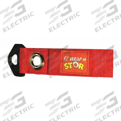 EZ WRAP 'N STOR Hook-and-Loop Cable Wrap: 4 in Lg, 3.00 in, 1.5 in Wd, Red - Grommet Mount Hook-and-Loop Cable Ties