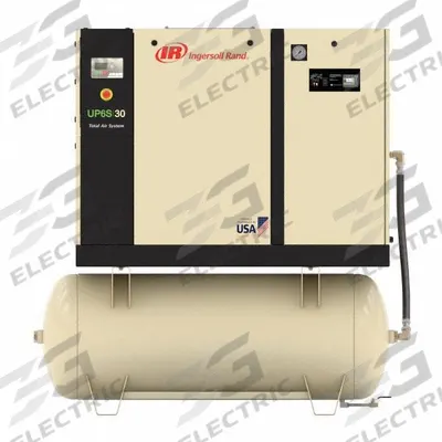 INGERSOLL RAND Rotary Screw Air Compressor: Horizontal, 30 hp, 116 cfm, 120 gal Tank - Horizontal Rotary Screw Air Compressors