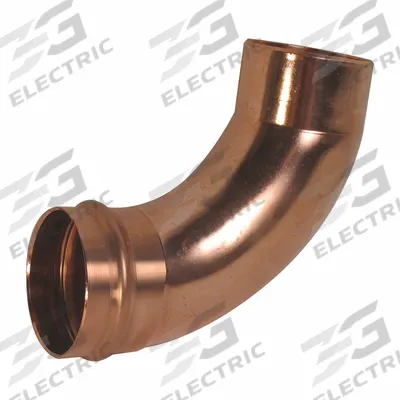 NIBCO Press Elbow Fitting: 90° Long Radius Elbow, 2 1/2 in CTS x 2 1/2 in CTS size - Plumbing Copper & Bronze Press Tube Fittings