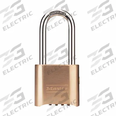 MASTER LOCK Combination Padlock: Scrolling Combo, Gold, Brass, Long Shackle - Long Shackle Combination Padlocks
