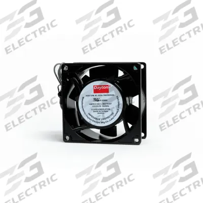 Dayton Axial Fan: 28 cfm Airflow @ 0.000 in SP, 3 1/8 in Ht, 1 1/2 in Dp, Lead Wires - Standard Square Axial Fans