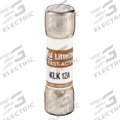 LITTELFUSE Fuse: KLK Series, Midget, Fast-Acting, 12 A, 600 V AC, 500 V DC - Fast-Acting Cylindrical Fuses