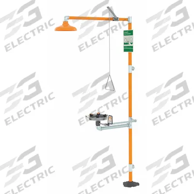 GUARDIAN EQUIPMENT Shower with Eyewash: Floor Mnt, Uncovered, Stainless Steel Bowl - Floor-Mount Showers with Eyewash