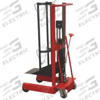 DAYTON Manual Cylinder Platform Lift Truck: 300 lb, 20 in L x 12 in W Platform, Hydraulic (MPN 26W609). Key specifications — Securing Mechanism: Chain; Brand: DAYTON; Caster/Wheel Configuration: (2) Swivel.