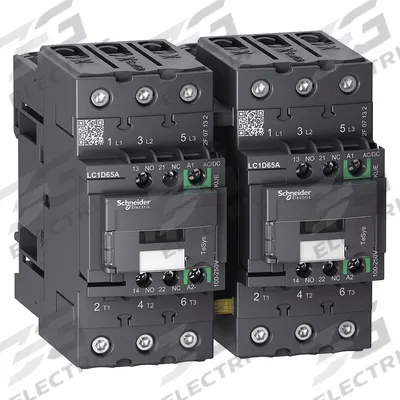 SCHNEIDER Magnetic Contactor: Reversing, 3 Poles, 3NO Contacts, 65 A - Reversing IEC Contactors