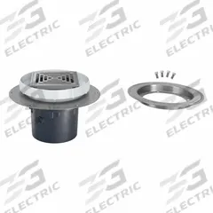 ZURN Floor Drain: 5 in Overall Dia, 5 in Grate Size, 4 in Nominal Pipe Size, Solvent Weld, PVC, A (MPN EZ2-PV3-SS-CC). Key specifications — Color: Silver; Connection Type: Solvent Weld; Brand: ZURN; Includes: Stainless Steel Clamp Collar.