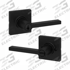 KWIKSET Door Lever Lockset: Office Lever Locksets, ADA Compliant (MPN 405CSL-SQT-514-SMT-6AL-RCS). Key specifications — attr1024149: Not Ligature-Resistant; attr1011488: KWIKSET; attr1011524: No Message; attr1011506: Rose; attr1011485: Yes; attr1059461: Black Painted : Zinc.