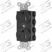 HUBBELL Receptacle: Duplex, 5-15, Black, 125V AC, 15 A, 2 Pole / 3 Wire (MPN SNAP5262BKTRA)
