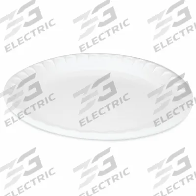 PACTIV Disposable Foam Plate: White, 10 1/4 in Disposable Plate Size, 1 Compartments - Foam Plates