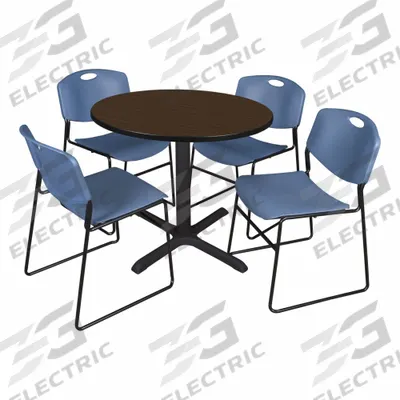CAIN Cafe/Breakroom Table: Laminate, Walnut, 29 in Overall Ht - Max, Circle - Movable Table & Chair Kits