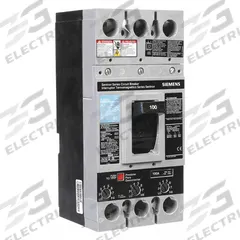 SIEMENS Molded Case Circuit Breaker: 100 A Amps, 22kA at 600V AC, Fixed, Lug, ABC, FXD6-A, 600V AC (MPN FXD63B100). Key specifications — Phase Connection: ABC; Instantaneous Trip: Fixed; Terminal Connection: Lug; Series: FXD6-A; Max. AIR Rating: 22kA at 600V AC.