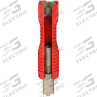 RIDGID Faucet and Sink Tool: Aluminum/Nylon, 14 in Handle Lg, 6 1/2 in, Bar Handle, (2) Inserts, Adj (MPN 57003). Key specifications — attr326397: 1 in; attr524928: Aluminum; attr542334: Adjustable; attr522391: Faucet and Sink Tool; attr542336: Bar Handle, (2) Inserts; attr326393: 6-1/2 in; attr326150: RIDGID; attr542335: Sprayers and Ball Cocks, Shut-Off Valve Attachment, Strainer Basket Attachment.