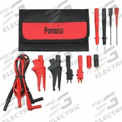POMONA Test Lead Kit: CAT III 1000V, Alligator Clip/Spade Lug/Std Probe, 1,000 V Max Volt, 4 ft Lg (MPN 5673B). Key specifications — Brand: POMONA.