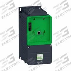 SCHNEIDER Variable Frequency Drive: In Phase Three, Out Phase Three, 7 1/2 hp, No Bypass, Compact (MPN ATV630U55N4ZU). Key specifications — Style: Compact; Color: Black/Green; Output Phase: Three.