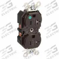LEVITON Receptacle: Hospital Grade Fed. Spec., Duplex, 5-20R, Brown, 125V AC, 20 A, 2 Pole / 3 Wire (MPN 8300-SG)