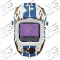 MILLER ELECTRIC Welding Helmet: Auto-Darkening, 4 Arc Sensors, Black/Blue/Brown/Orange/White/Yellow (MPN 296782). Key specifications — Color: Yellow; Suspension Adjustment Type: Ratchet; Series: Digital Infinity; Graphics: Vintage; Viewing Area: 13.4 sq in; Brand: MILLER ELECTRIC; Grind Mode: Yes; Helmet Material: Nylon.