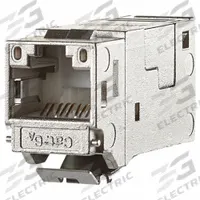 METZ CONNECT Keystone Module Jack: Cat6A, Data/HDBaseT/Power, 8 Poles, Straight, Cable, Female (MPN 130910KI). Key specifications — Housing Material: Zinc Die-Cast; Mounting Type: Cable; Connector Color: Metallike; Performance Category: Cat6A; Application: Power; Connection Type: Insulation Displacement; Connector Gender: Female; Connector Orientation: Straight.