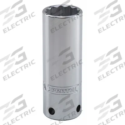PROTO Socket: Metric, 1/2 in Drive Size, 14 mm Socket Size, 12-Point, Deep, Chrome - Tether-Ready Hand Sockets